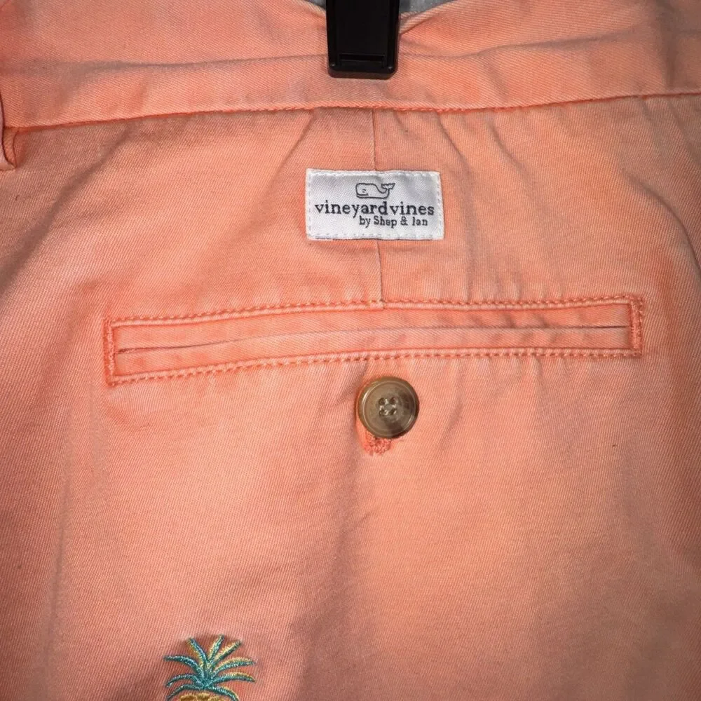 Vineyard Vines Men’s Size‎ 42 Pink Embroidered Tropical Cocktail Chino Shorts
